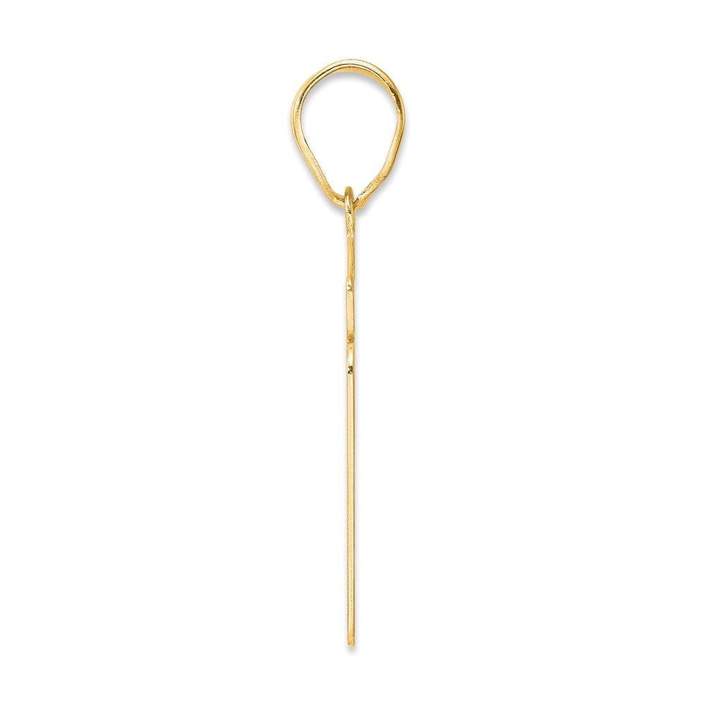 14k Yellow Gold Brushed Border Script Number 21 Pendant