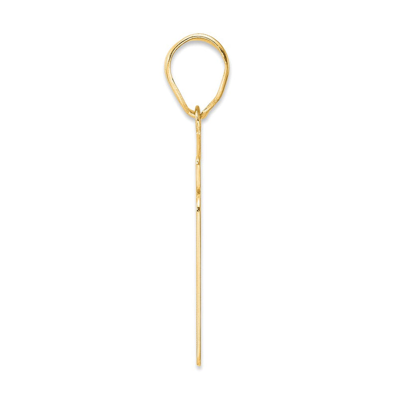 14k Yellow Gold Brushed Border Script Number 21 Pendant