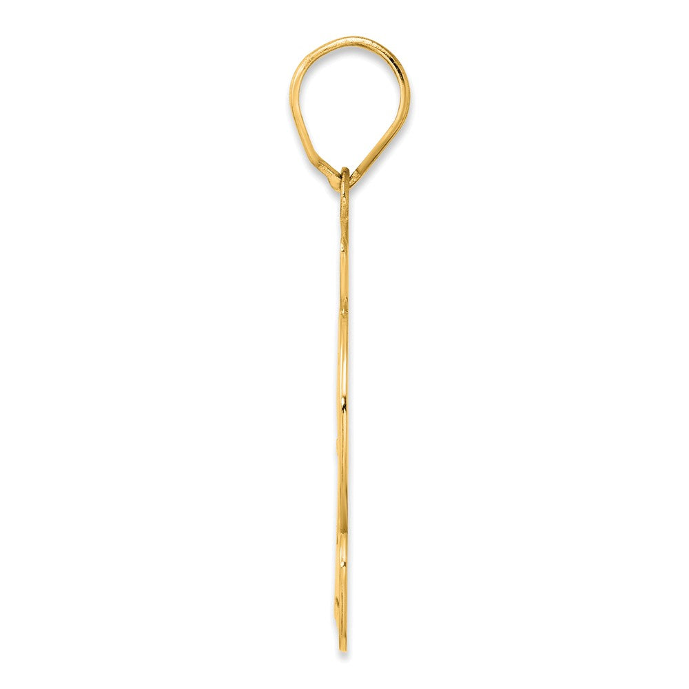 14k Yellow Gold Brushed Border Script Number 22 Pendant