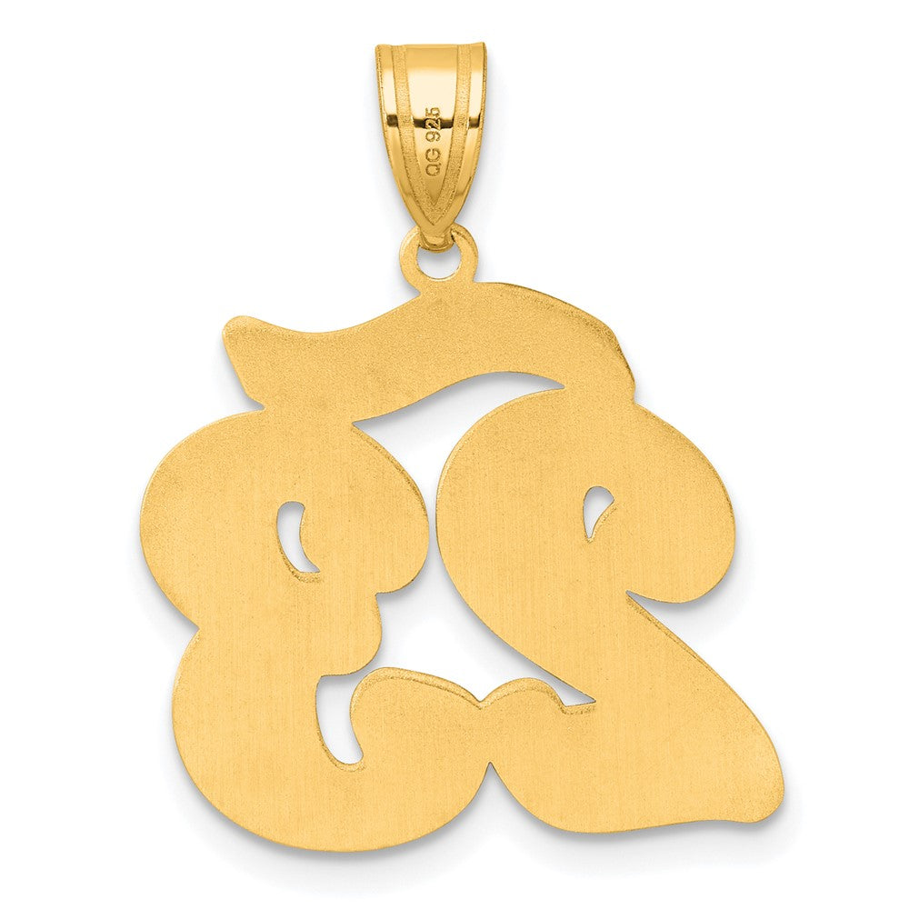 14k Yellow Gold Brushed Border Script Number 23 Pendant