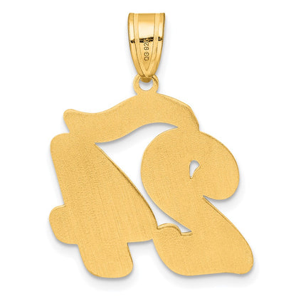 14k Yellow Gold Brushed Border Script Number 24 Pendant