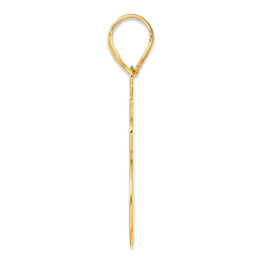 14k Yellow Gold Brushed Border Script Number 25 Pendant