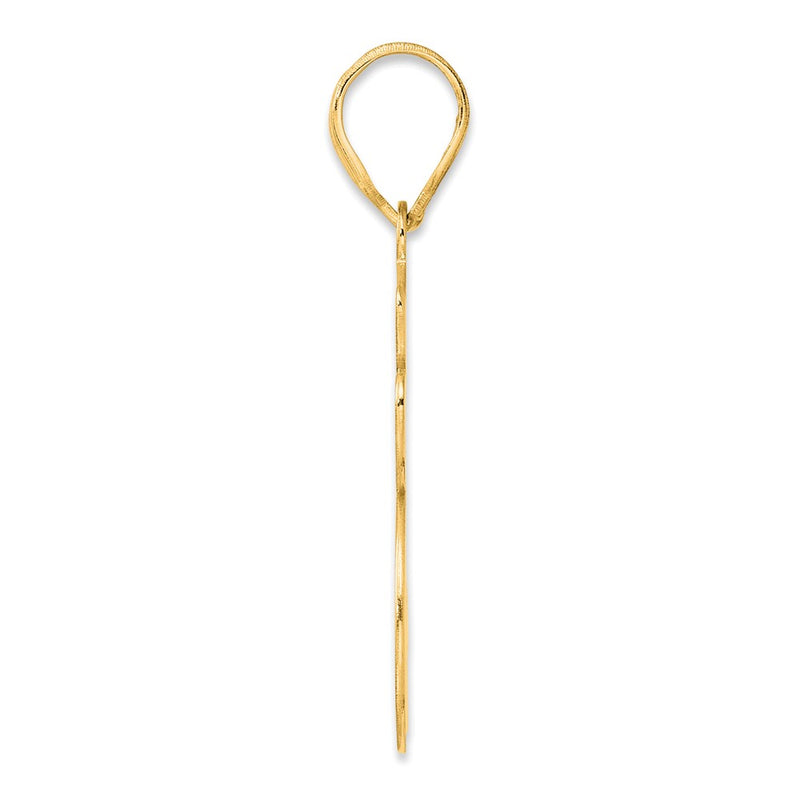 14k Yellow Gold Brushed Border Script Number 25 Pendant