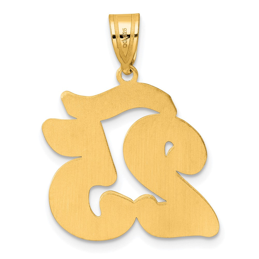 14k Yellow Gold Brushed Border Script Number 25 Pendant