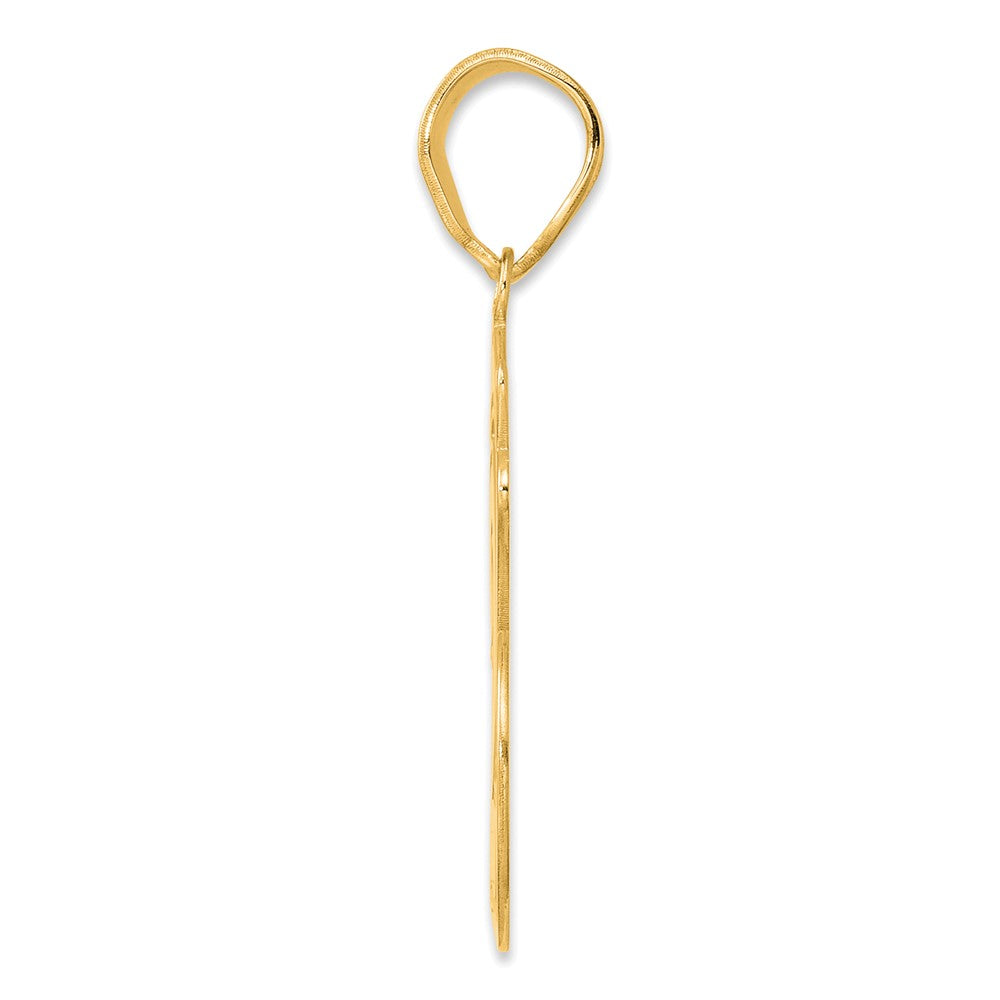 14k Yellow Gold Brushed Border Script Number 26 Pendant