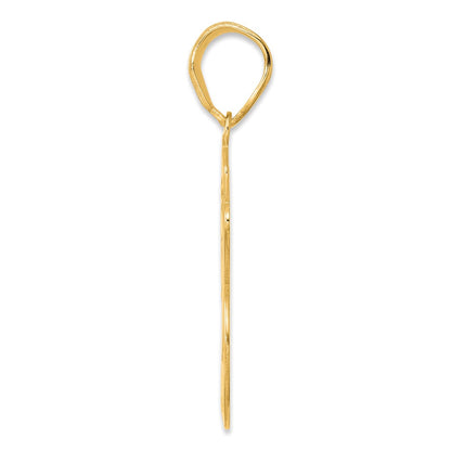 14k Yellow Gold Brushed Border Script Number 26 Pendant