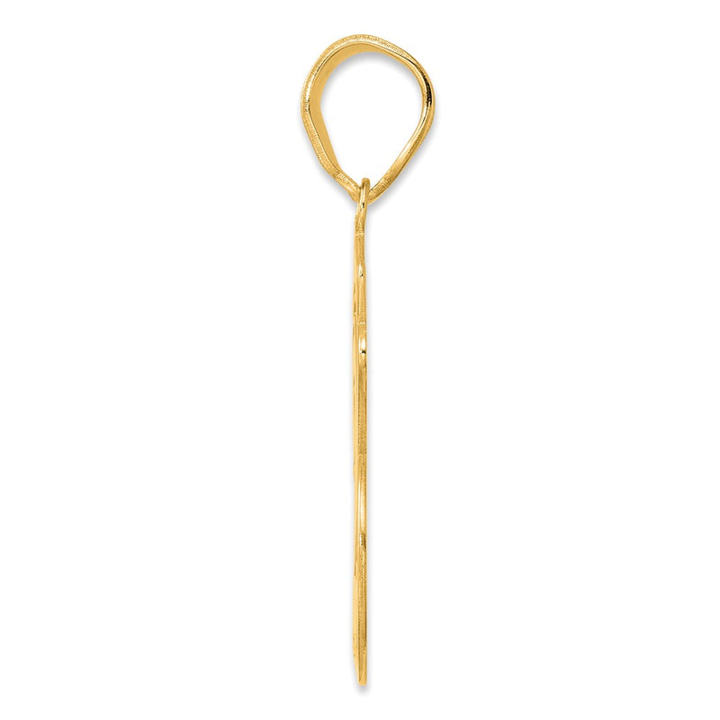 14k Yellow Gold Brushed Border Script Number 26 Pendant