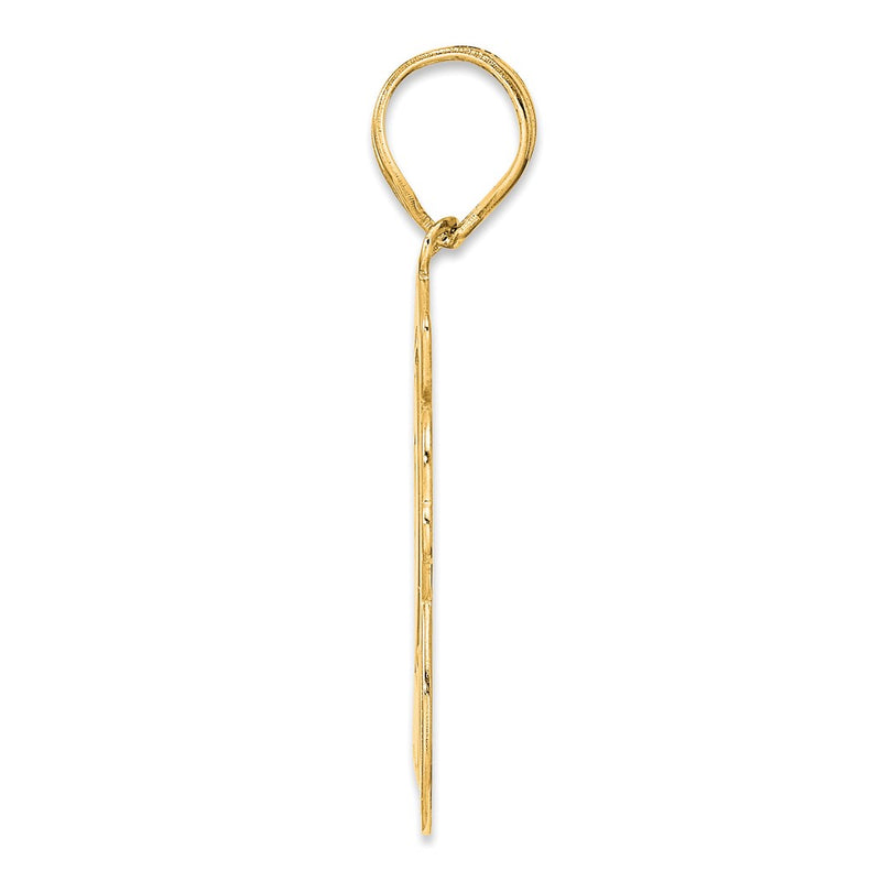 14k Yellow Gold Brushed Border Script Number 28 Pendant