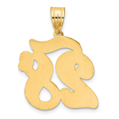 14k Yellow Gold Brushed Border Script Number 28 Pendant