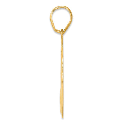 14k Yellow Gold Brushed  Border Script Number 30 Pendant