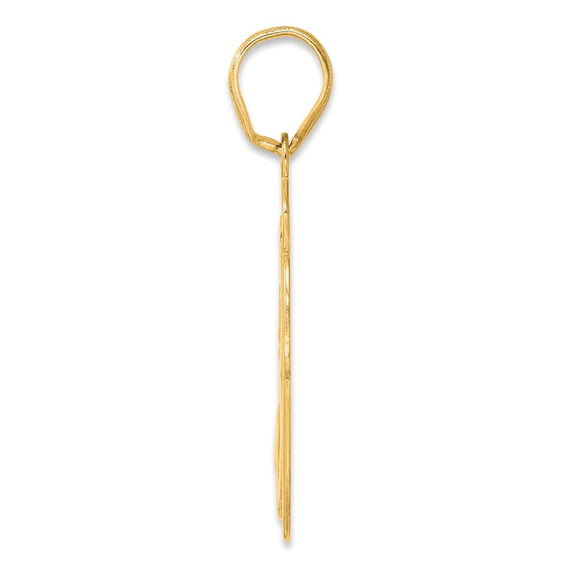 14k Yellow Gold Brushed  Border Script Number 30 Pendant