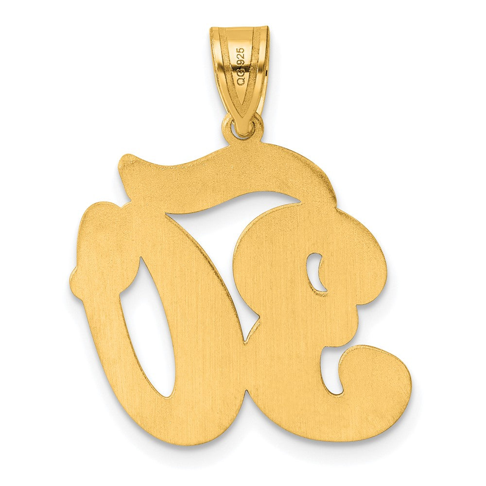 14k Yellow Gold Brushed  Border Script Number 30 Pendant