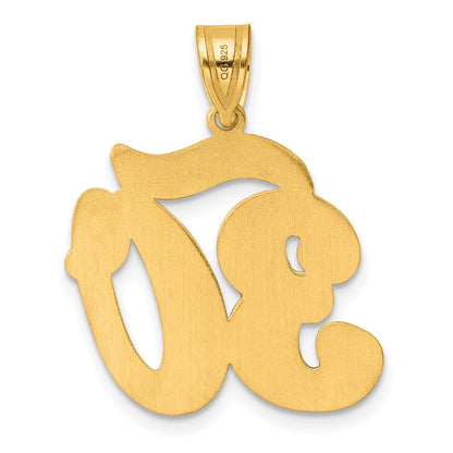 14k Yellow Gold Brushed  Border Script Number 30 Pendant