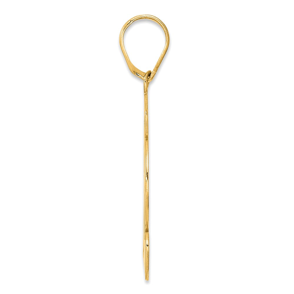 14k Yellow Gold Brushed Border Script Number 32 Pendant