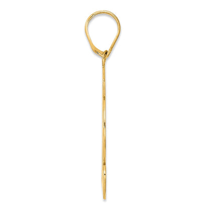 14k Yellow Gold Brushed Border Script Number 32 Pendant