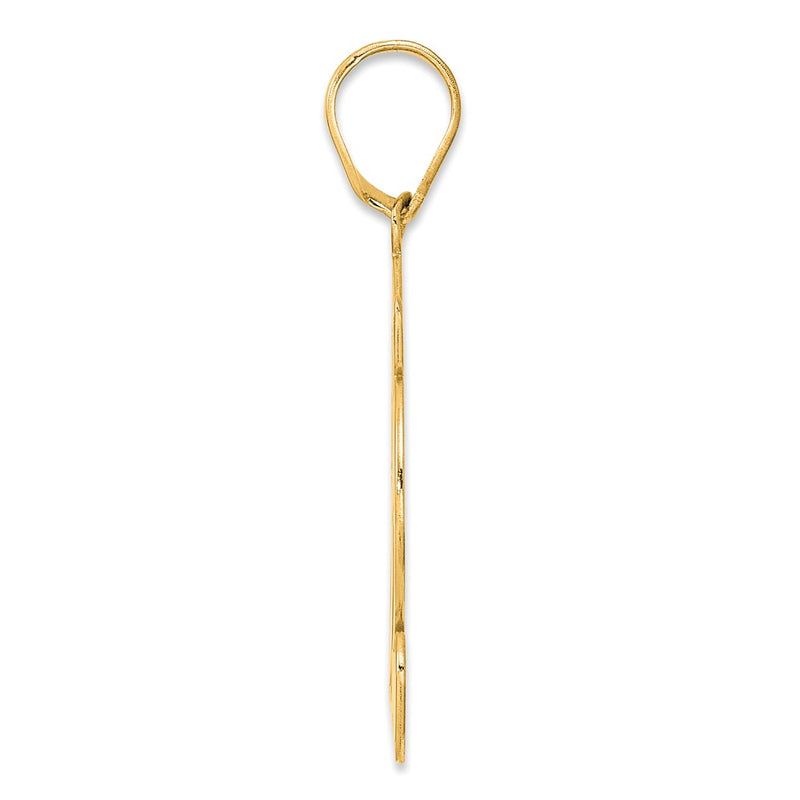 14k Yellow Gold Brushed Border Script Number 32 Pendant