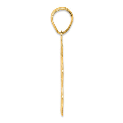 14k Yellow Gold Brushed Border Script Number 33 Pendant