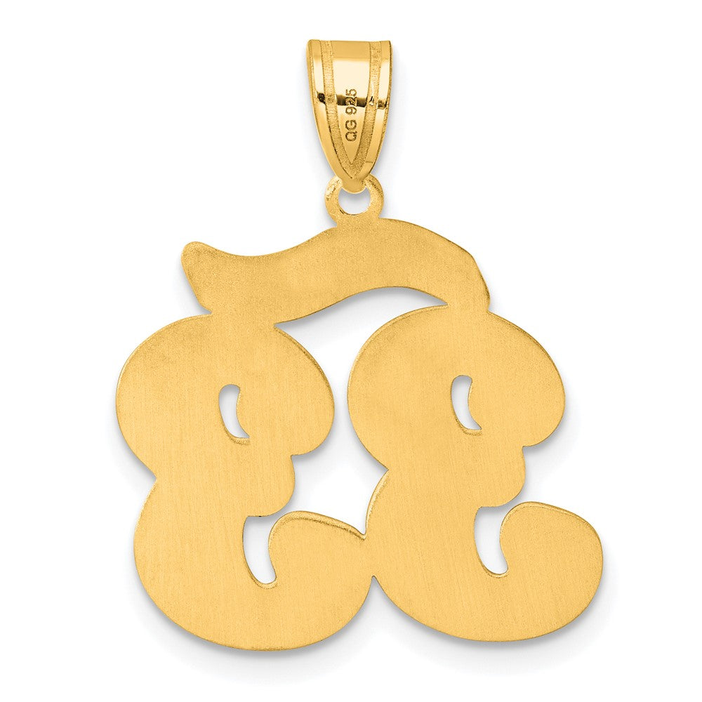 14k Yellow Gold Brushed Border Script Number 33 Pendant