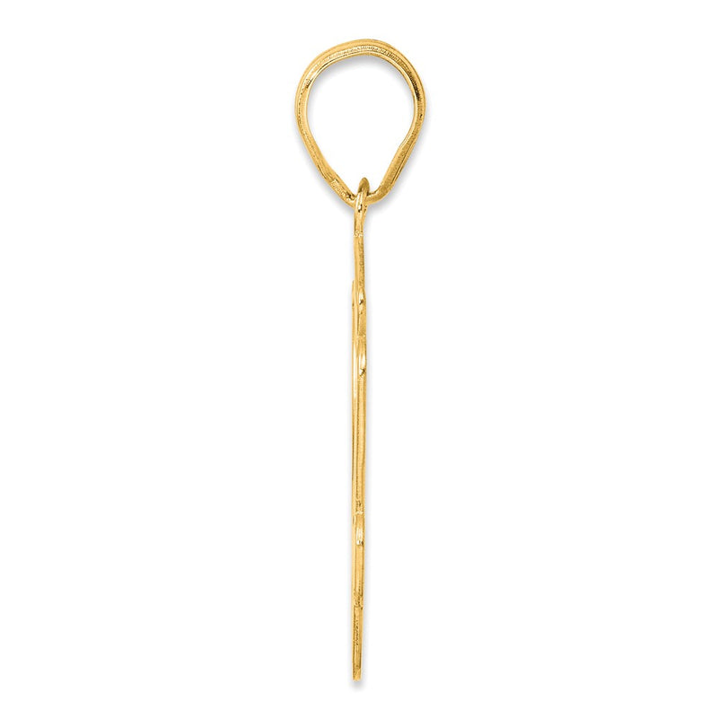 14k Yellow Gold Brushed Border Script Number 34 Pendant