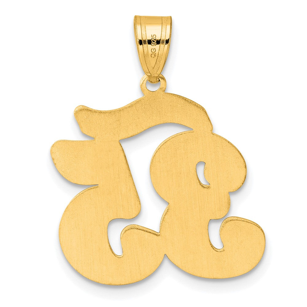 14k Yellow Gold Brushed Border Script Number 35 Pendant