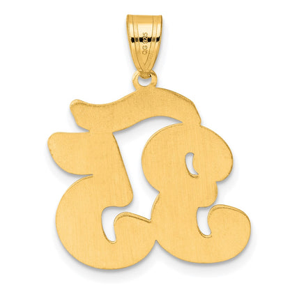 14k Yellow Gold Brushed Border Script Number 35 Pendant