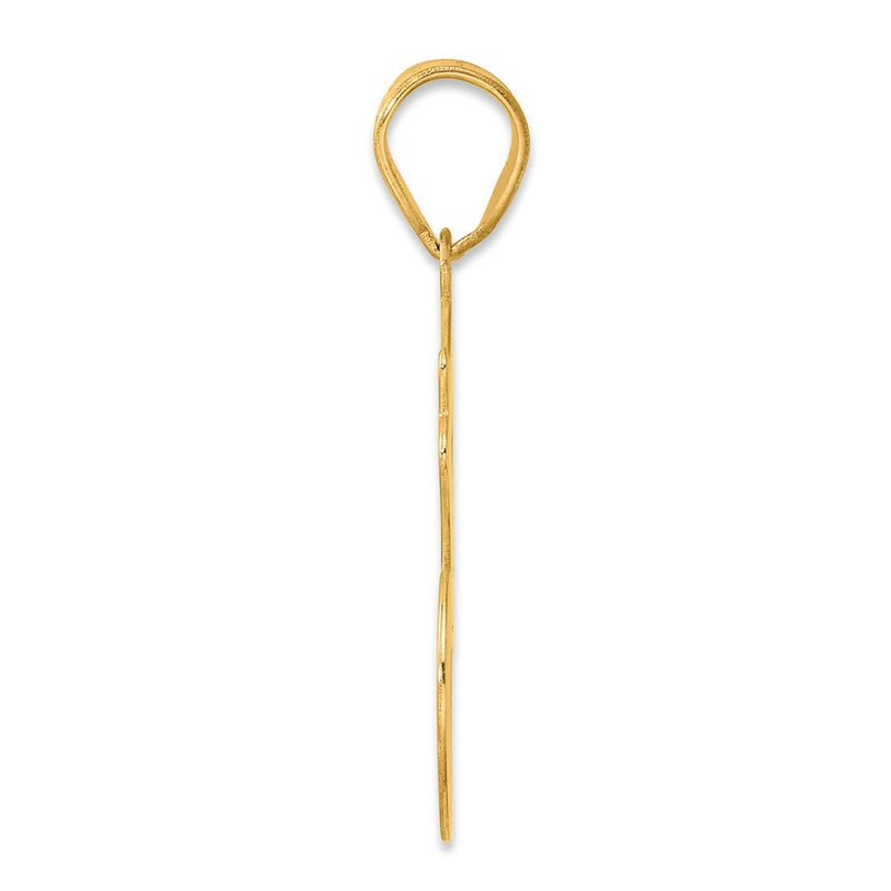 14k Yellow Gold Brushed Border Script Number 36 Pendant
