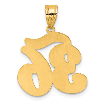 14k Yellow Gold Brushed Border Script Number 36 Pendant