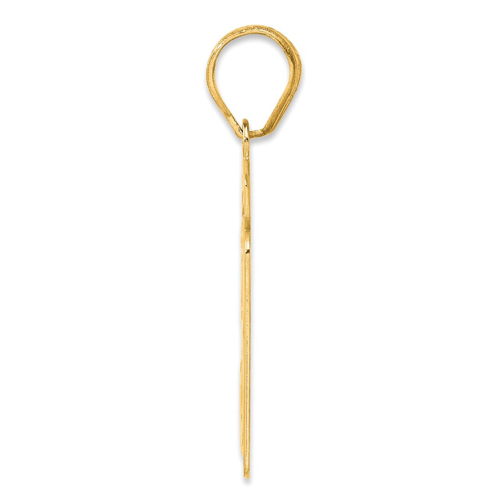 14k Yellow Gold Brushed Border Script Number 37 Pendant