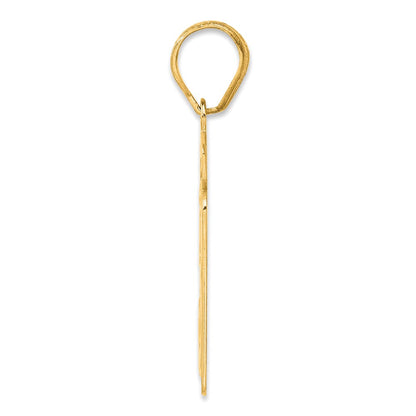 14k Yellow Gold Brushed Border Script Number 37 Pendant