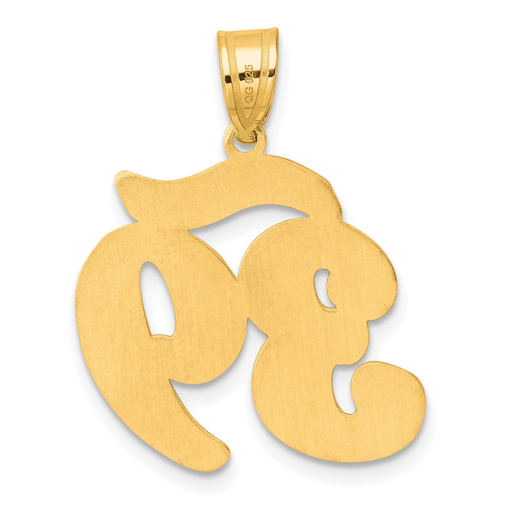 14k Yellow Gold Brushed Border Script Number 39 Pendant