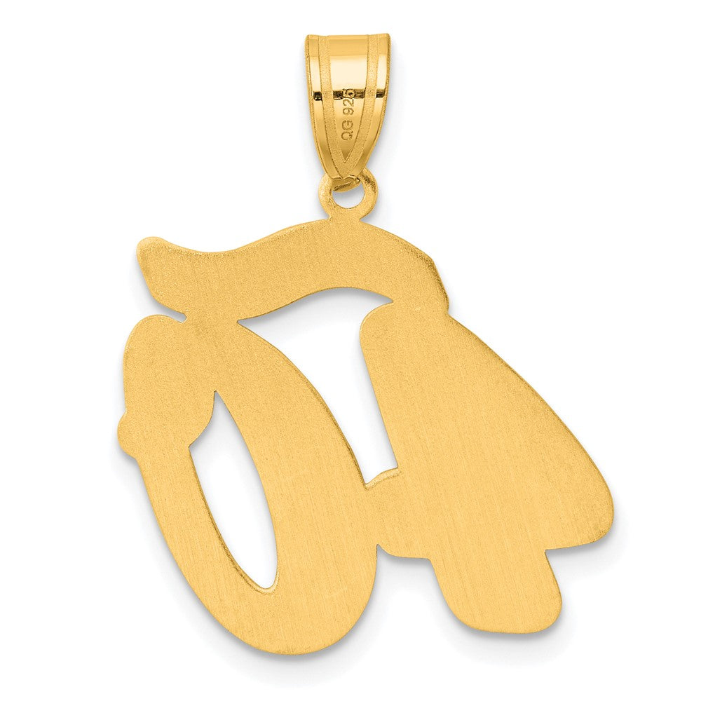 14k Yellow Gold Brushed Border Script Number 40 Pendant