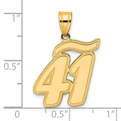 14k Yellow Gold Brushed Border Script Number 41 Pendant