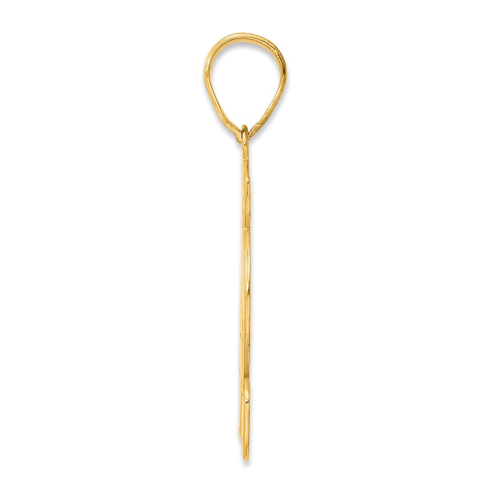 14k Yellow Gold Brushed Border Script Number 42 Pendant