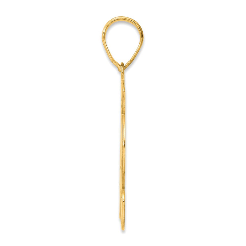 14k Yellow Gold Brushed Border Script Number 42 Pendant
