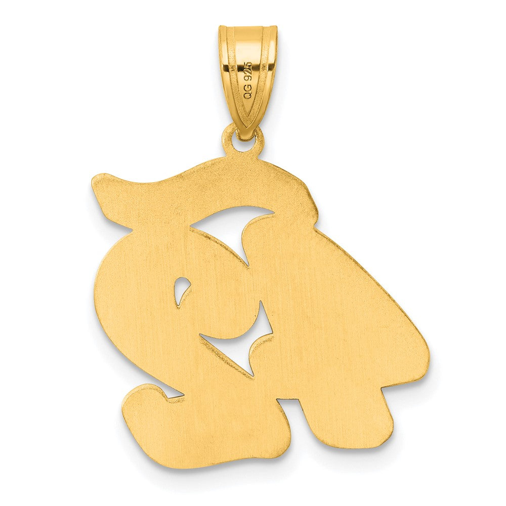 14k Yellow Gold Brushed Border Script Number 42 Pendant