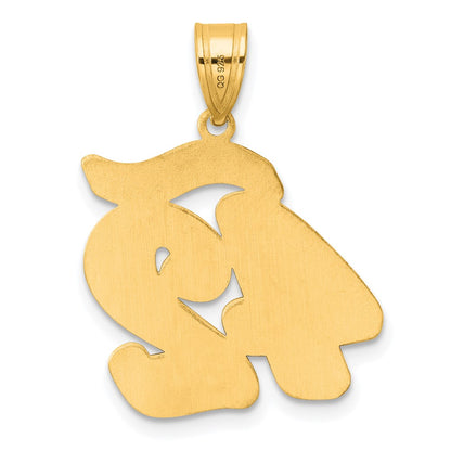 14k Yellow Gold Brushed Border Script Number 42 Pendant