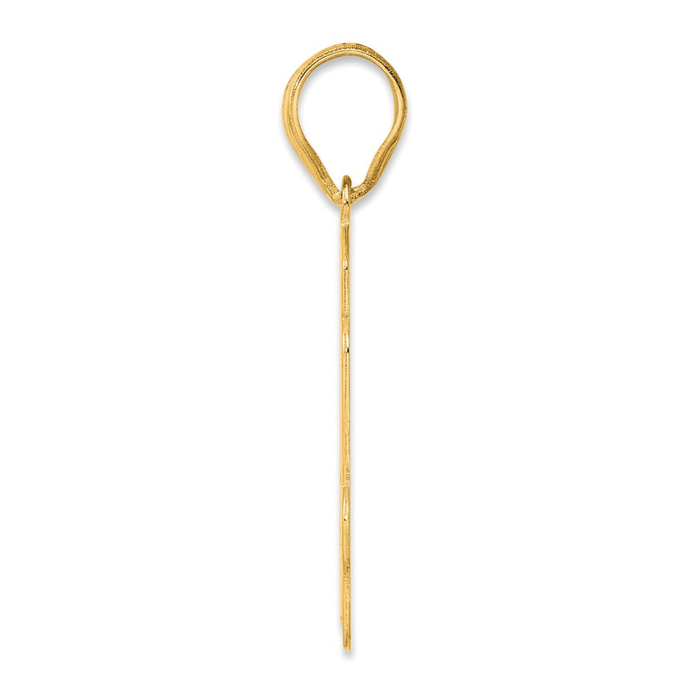 14k Yellow Gold Brushed Border Script Number 44 Pendant