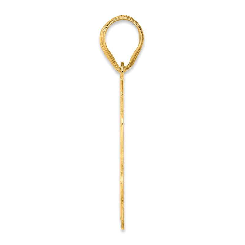 14k Yellow Gold Brushed Border Script Number 44 Pendant