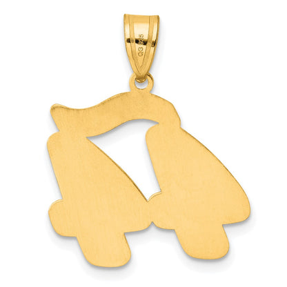14k Yellow Gold Brushed Border Script Number 44 Pendant