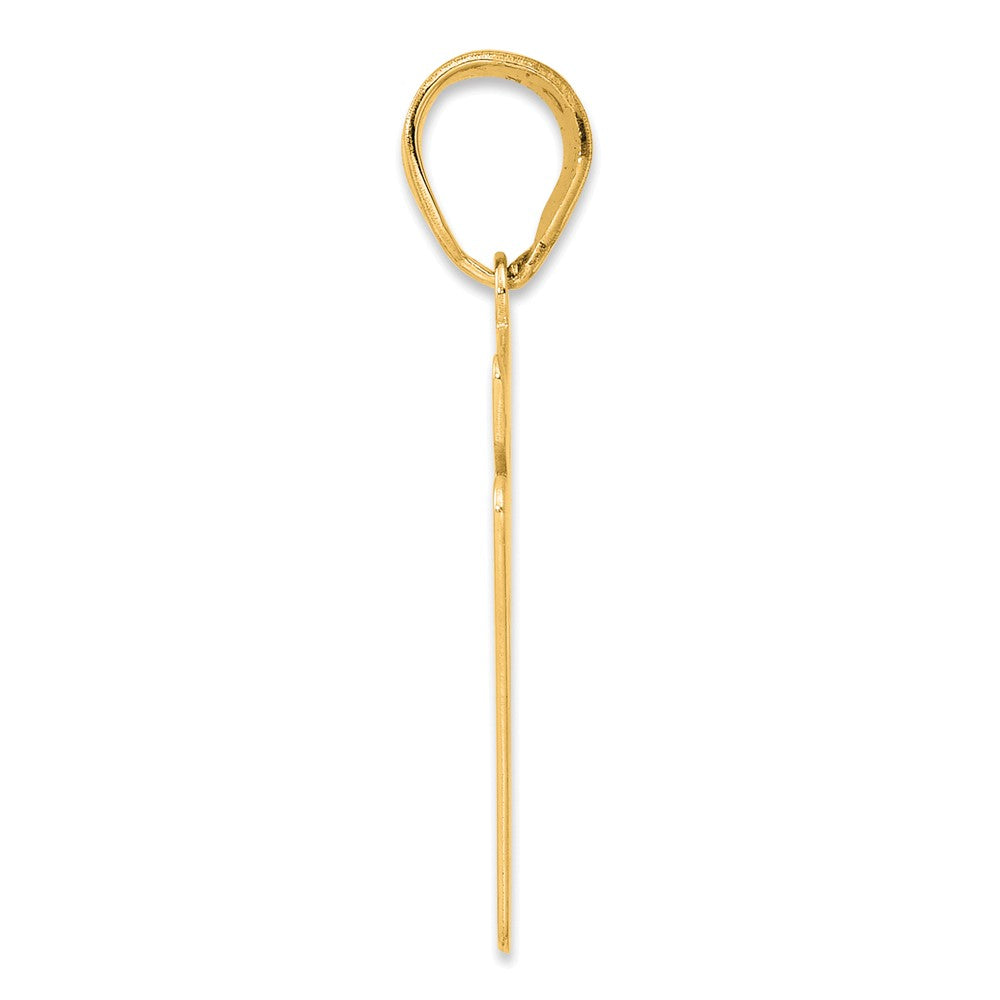 14k Yellow Gold Brushed Border Script Number 47 Pendant