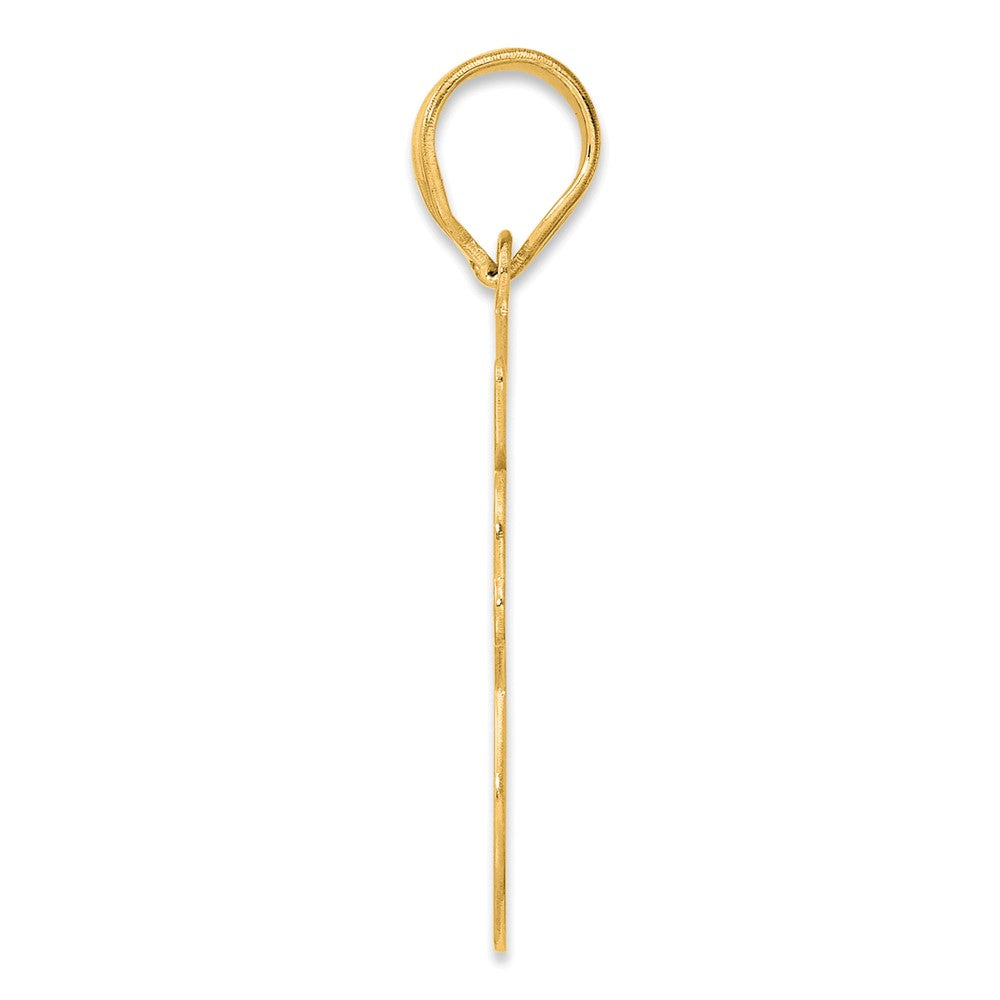 14k Yellow Gold Brushed Border Script Number 48 Pendant