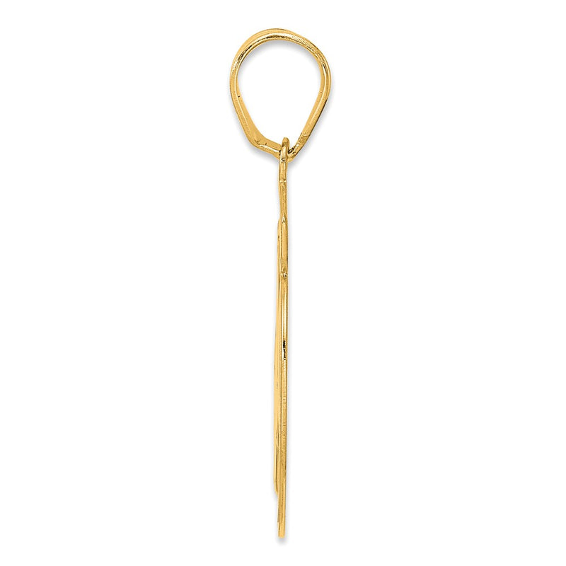 14k Yellow Gold Brushed Border Script Number 49 Pendant