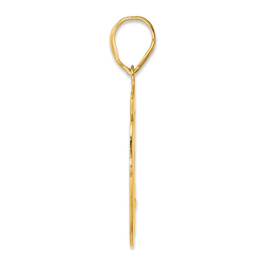 14k Yellow Gold Brushed Border Script Number 50 Pendant