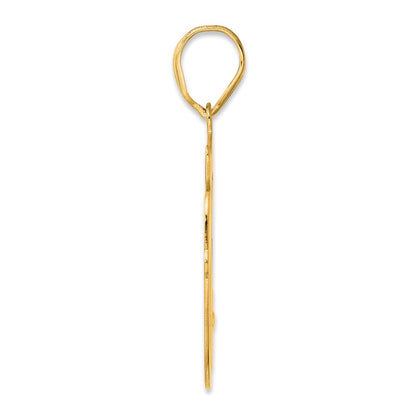 14k Yellow Gold Brushed Border Script Number 50 Pendant
