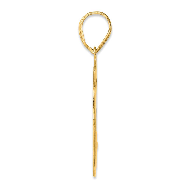 14k Yellow Gold Brushed Border Script Number 50 Pendant