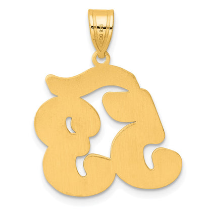 14k Yellow Gold Brushed Border Script Number 53 Pendant