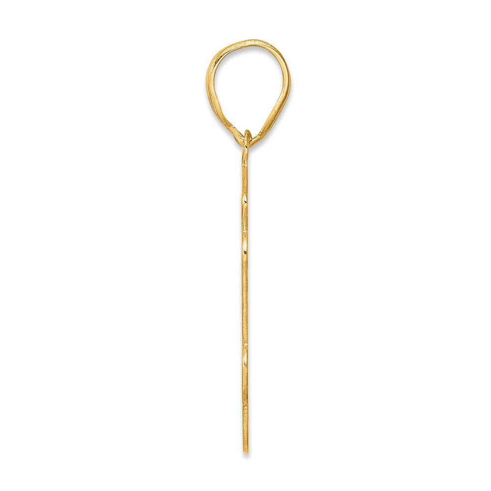 14k Yellow Gold Brushed Border Script Number 54 Pendant