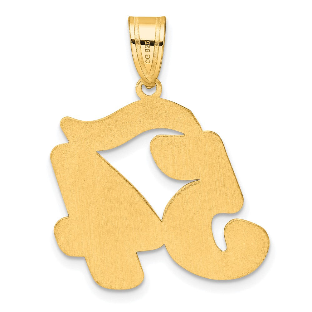14k Yellow Gold Brushed Border Script Number 54 Pendant