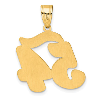 14k Yellow Gold Brushed Border Script Number 54 Pendant