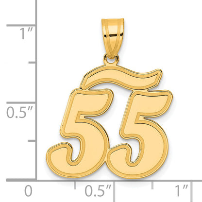 14k Yellow Gold Brushed Border Script Number 55 Pendant